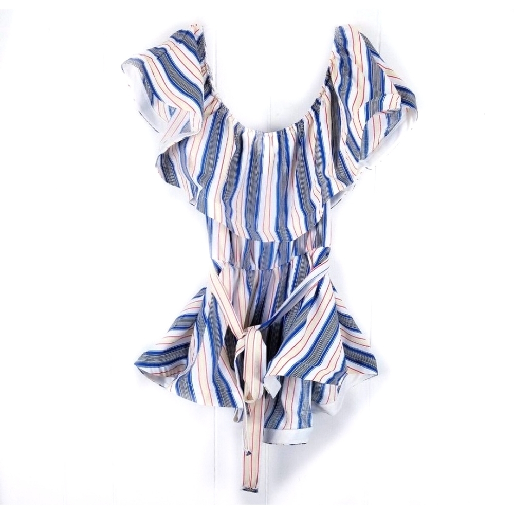 Libian Striped Belted Off Shoulder Top Size 0X